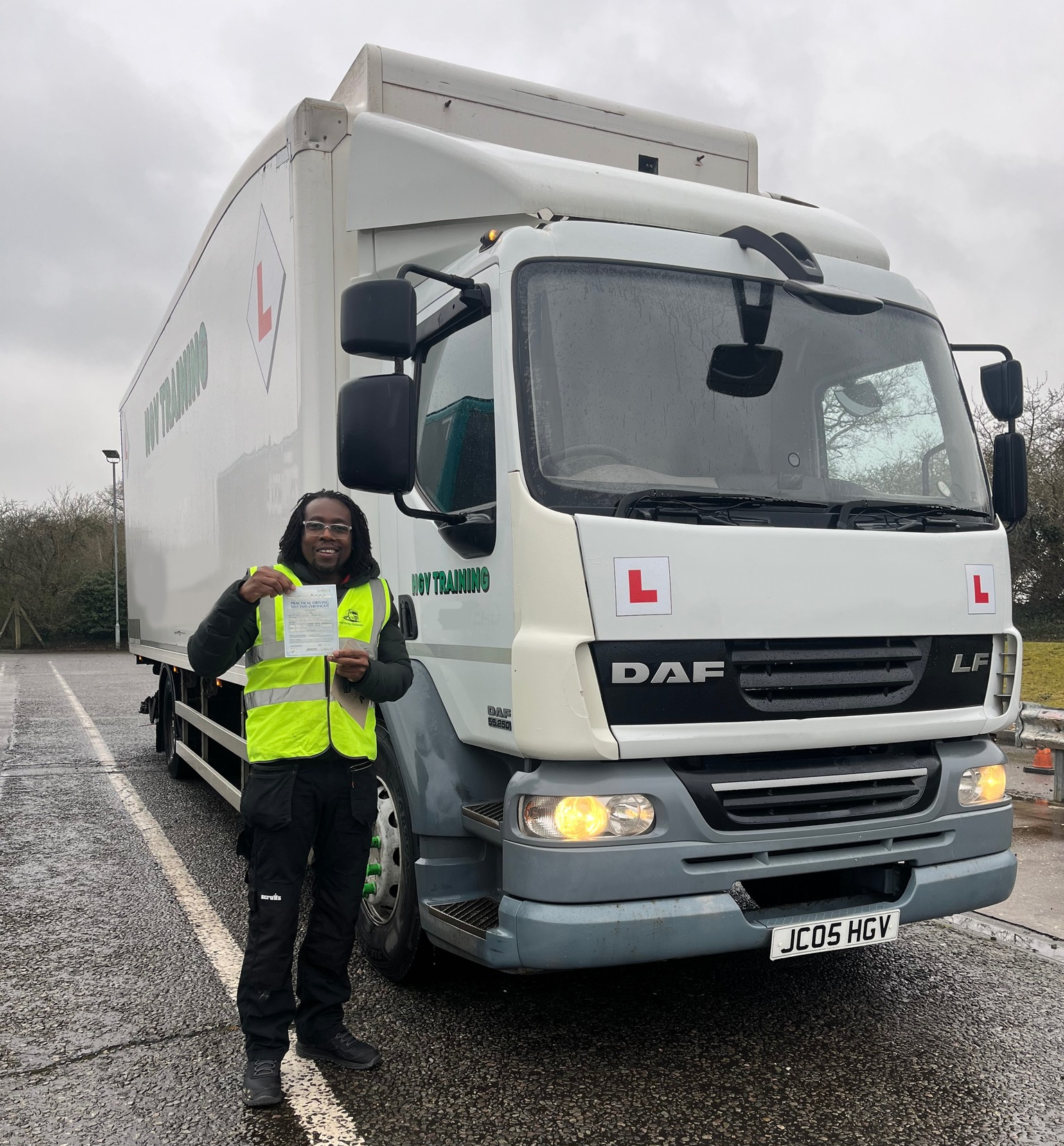 A white articulated lorry