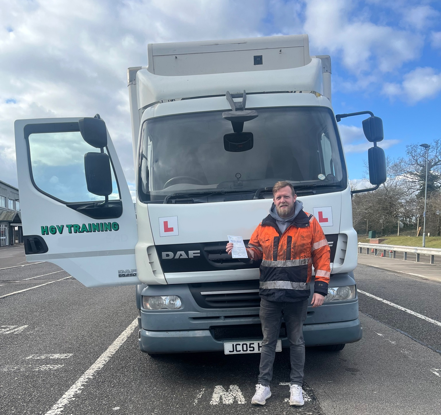 View from the driver seat of a truck